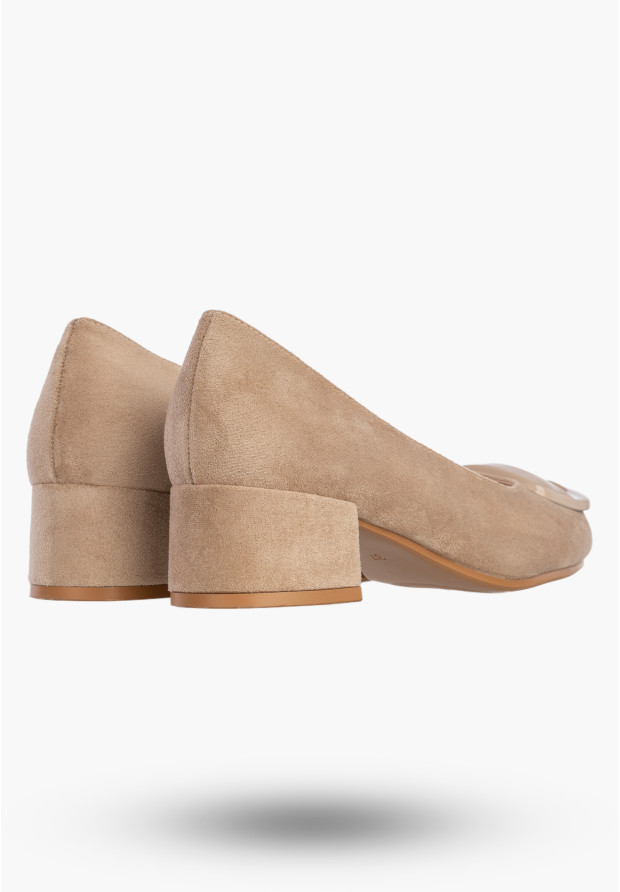 Czółenka Damskie Buty Na Klocku Półbuty Eleganckie Beżowe Potocki 26-12825