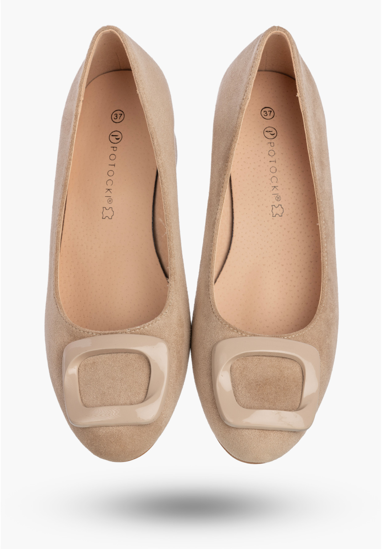 Czółenka Damskie Buty Na Klocku Półbuty Eleganckie Beżowe Potocki 26-12825