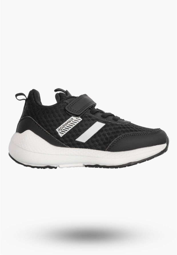 Sneakersy Dziecięce Buty Sportowe Na Rzepy Lekkie Wygodne Czarne APAWWA G661/G662