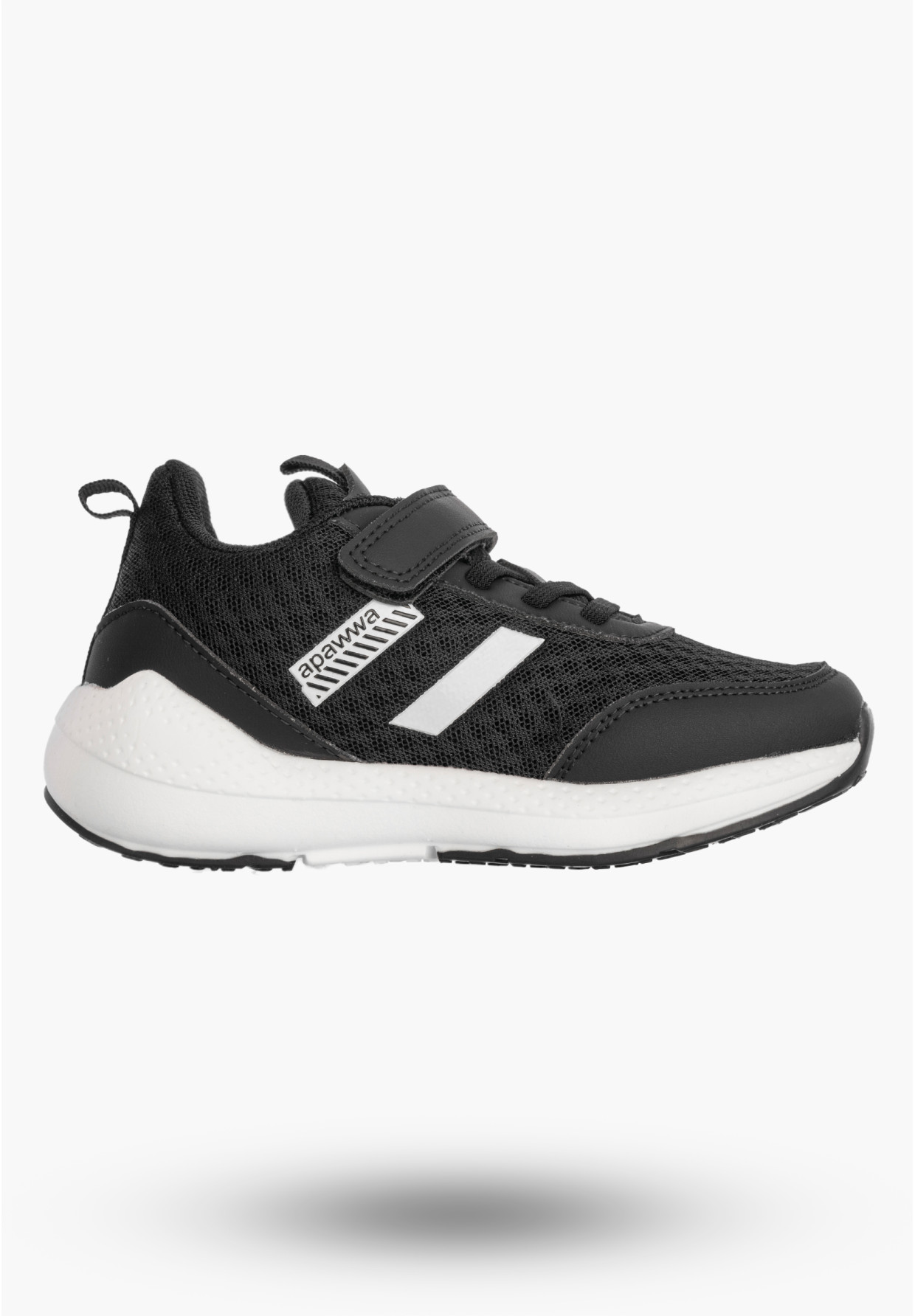 Sneakersy Dziecięce Buty Sportowe Na Rzepy Lekkie Wygodne Czarne APAWWA G661/G662