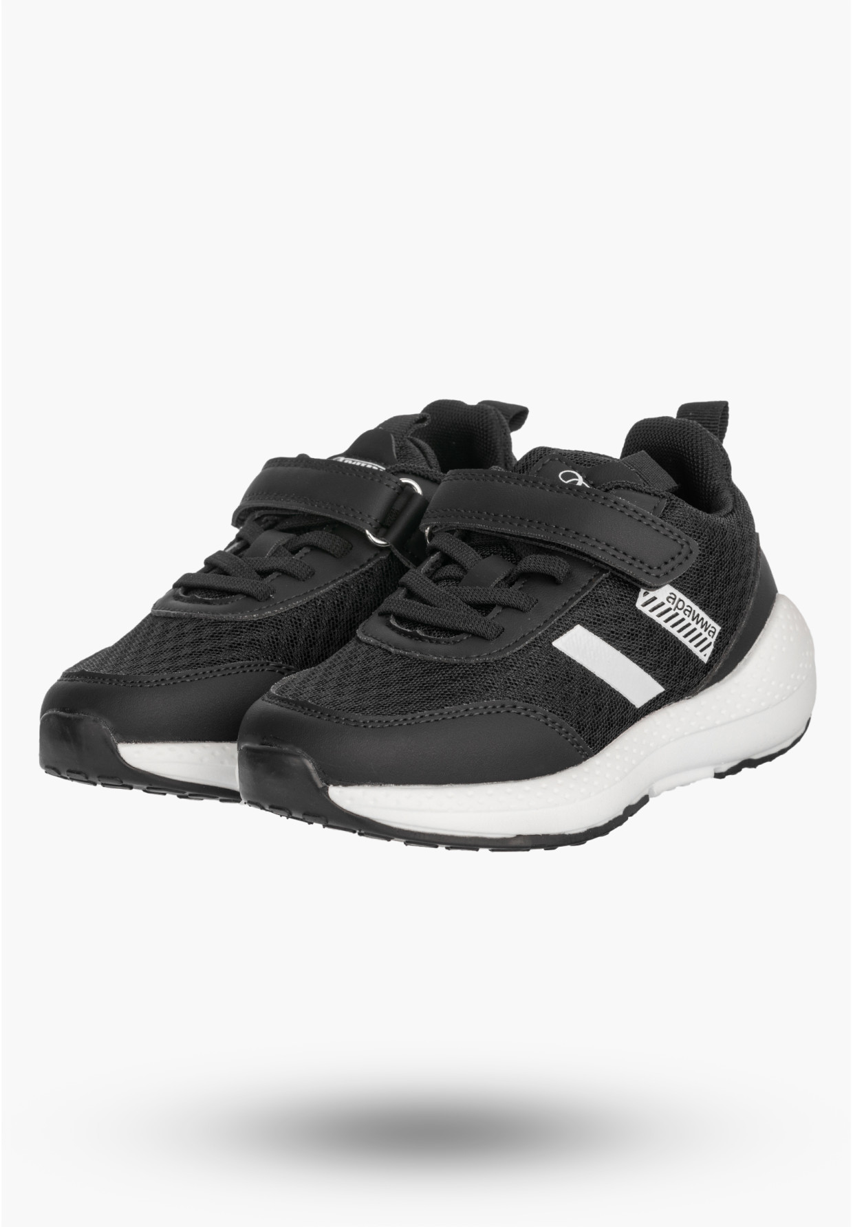 Sneakersy Dziecięce Buty Sportowe Na Rzepy Lekkie Wygodne Czarne APAWWA G661/G662
