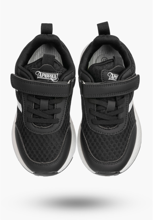 Sneakersy Dziecięce Buty Sportowe Na Rzepy Lekkie Wygodne Czarne APAWWA G661/G662
