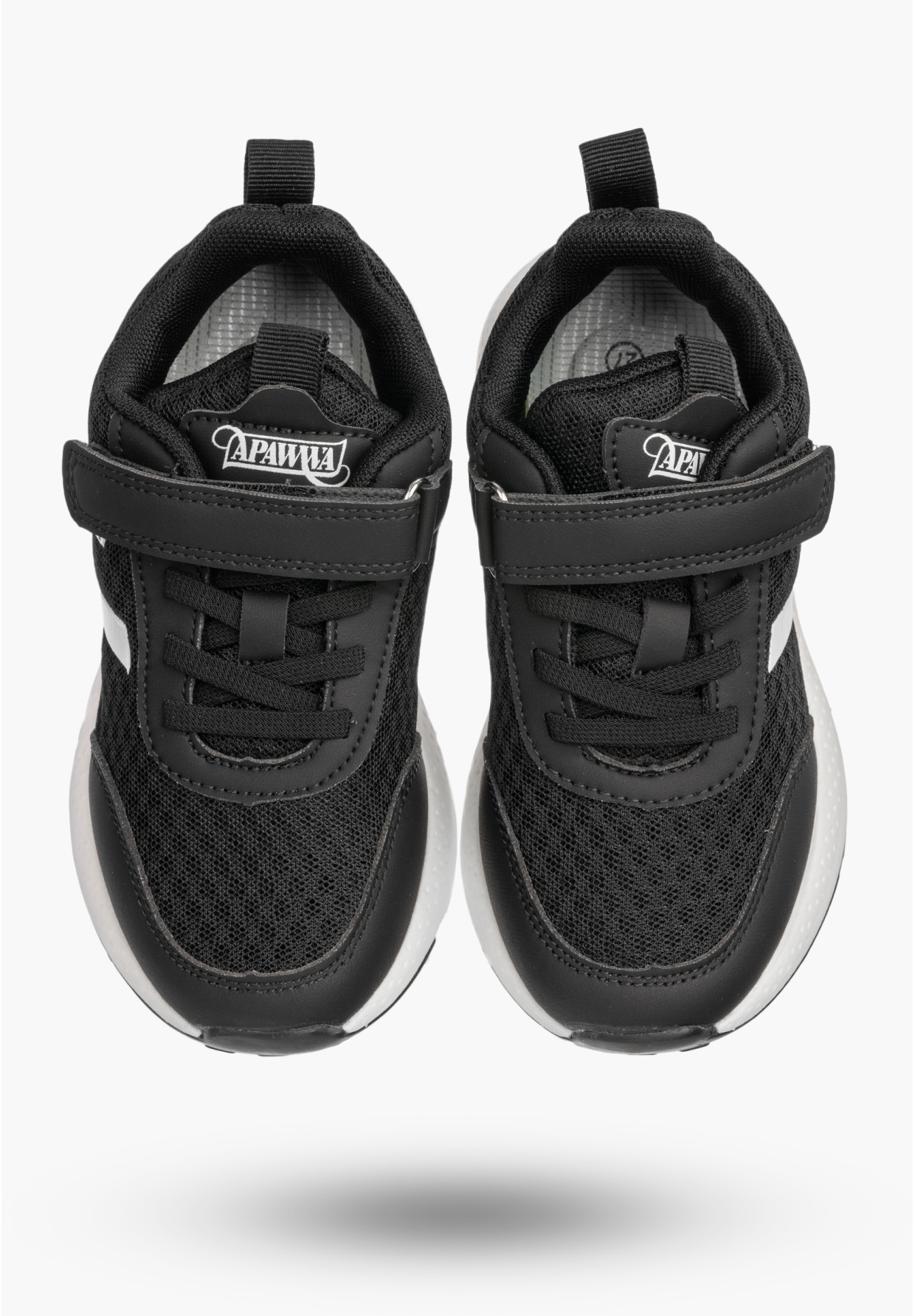 Sneakersy Dziecięce Buty Sportowe Na Rzepy Lekkie Wygodne Czarne APAWWA G661/G662