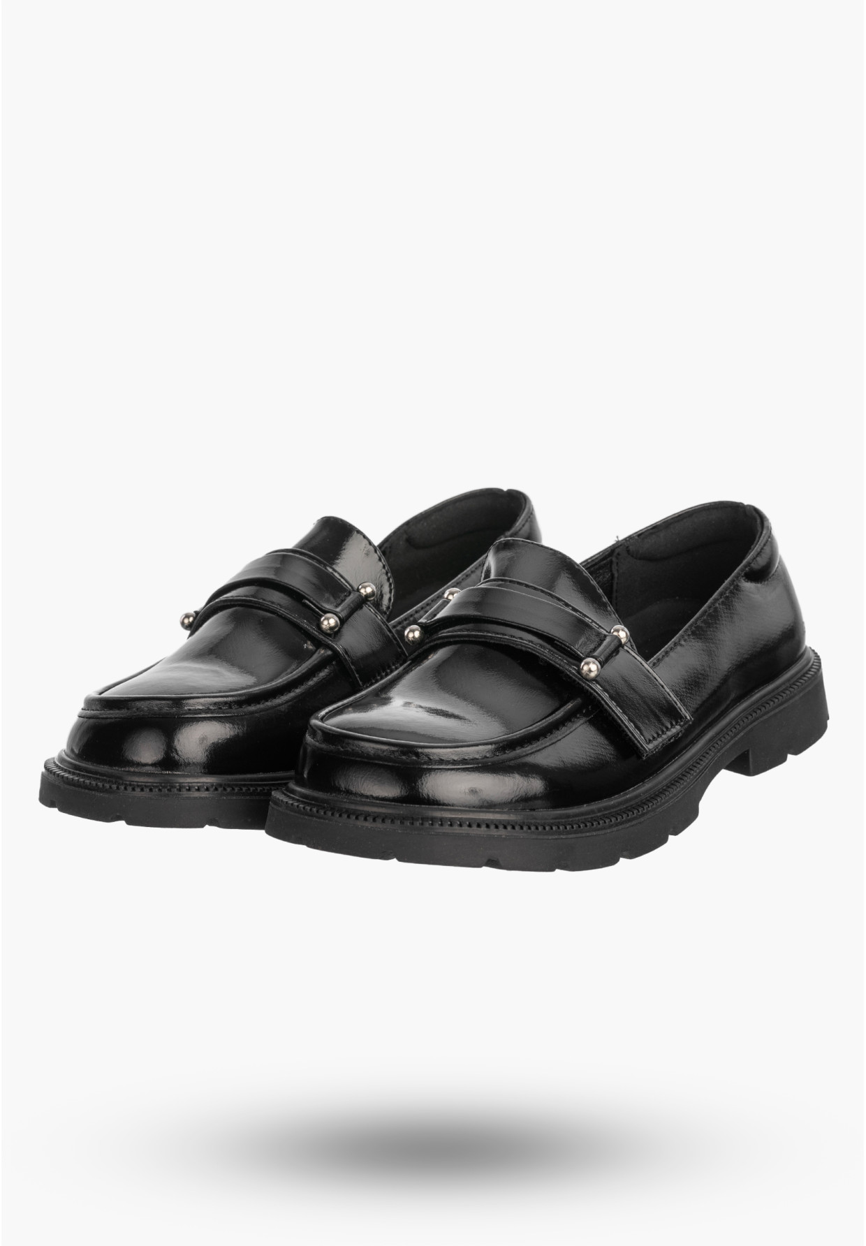 Mokasyny Dziewczęce Ekoskóra Półbuty Wsuwane Buty Eleganckie Czarne APAWWA M552