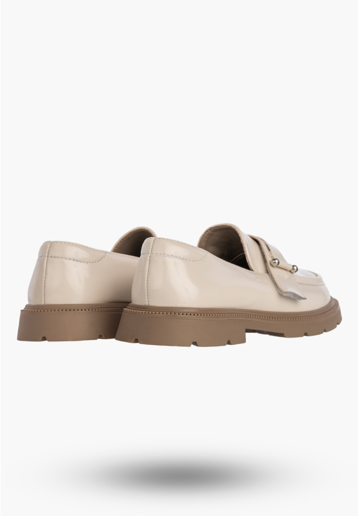 Mokasyny Dziewczęce Ekoskóra Półbuty Wsuwane Buty Eleganckie Beżowe APAWWA M552
