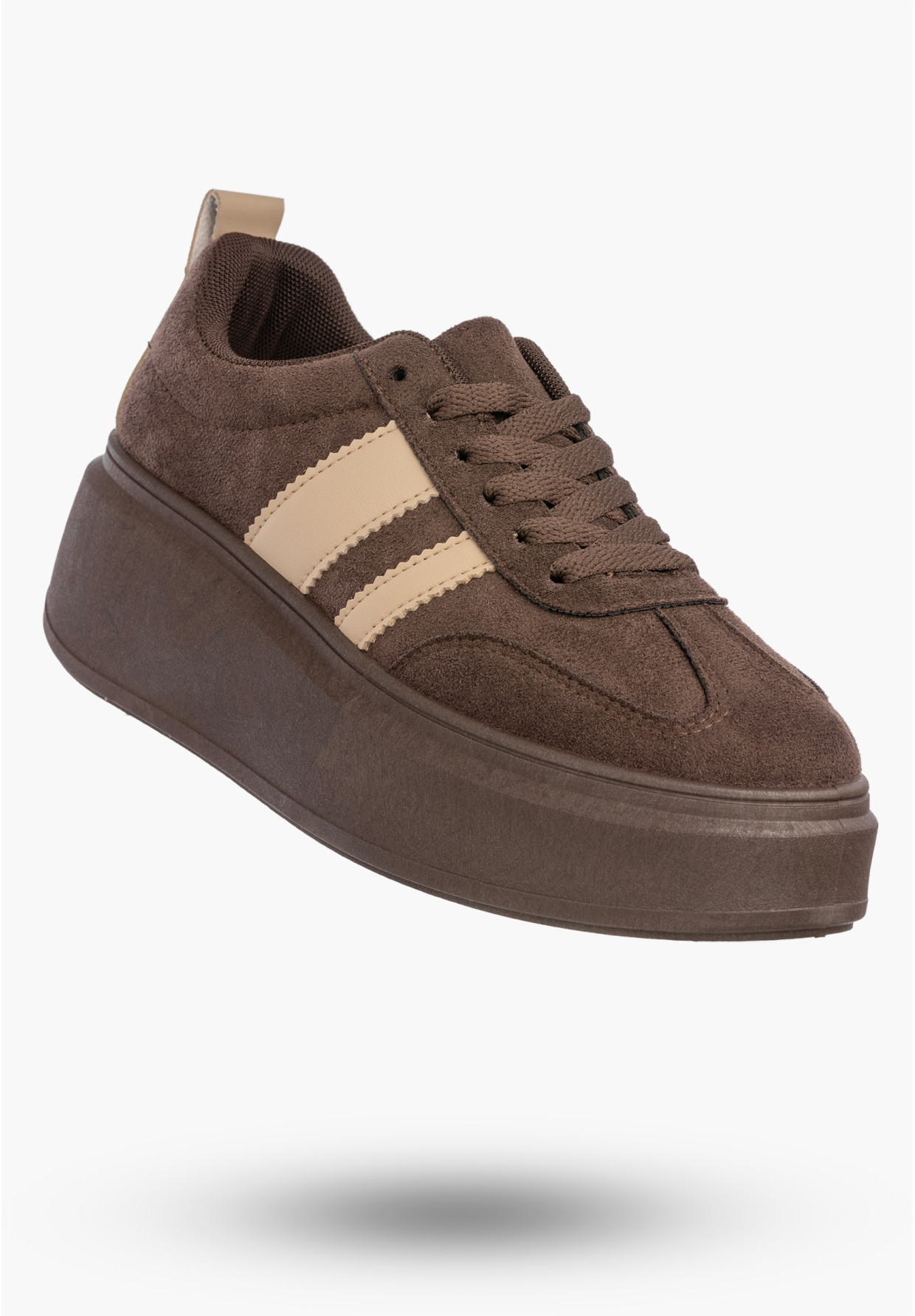 Sneakersy Damskie Sportowe Buty Na Platformie Casual Brązowe