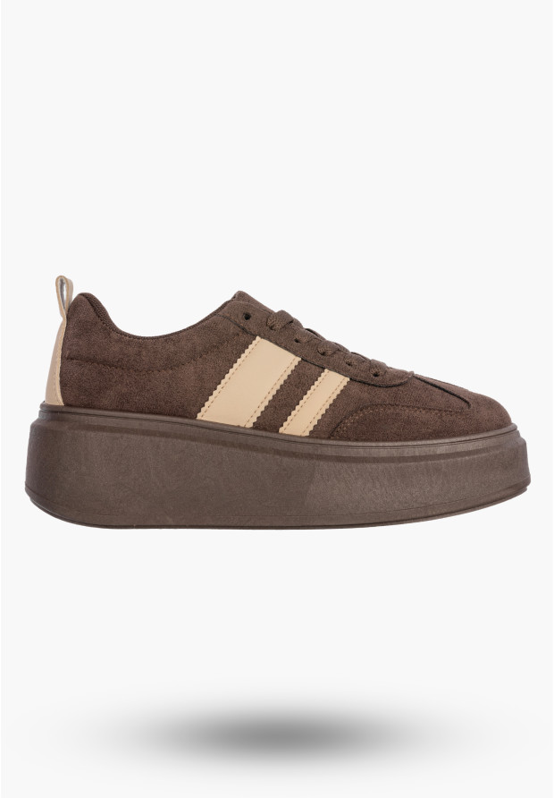 Sneakersy Damskie Sportowe Buty Na Platformie Casual Brązowe