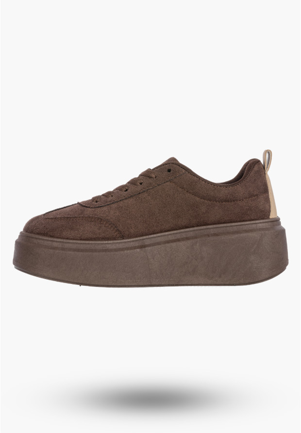 Sneakersy Damskie Sportowe Buty Na Platformie Casual Brązowe