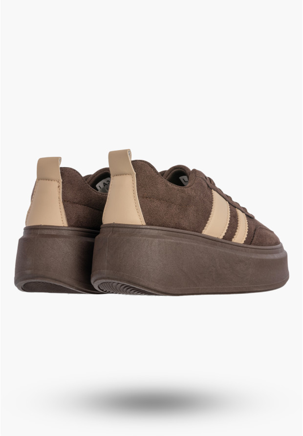 Sneakersy Damskie Sportowe Buty Na Platformie Casual Brązowe