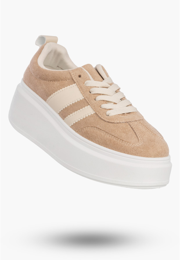 Beżowe sneakersy damskie na platformie
