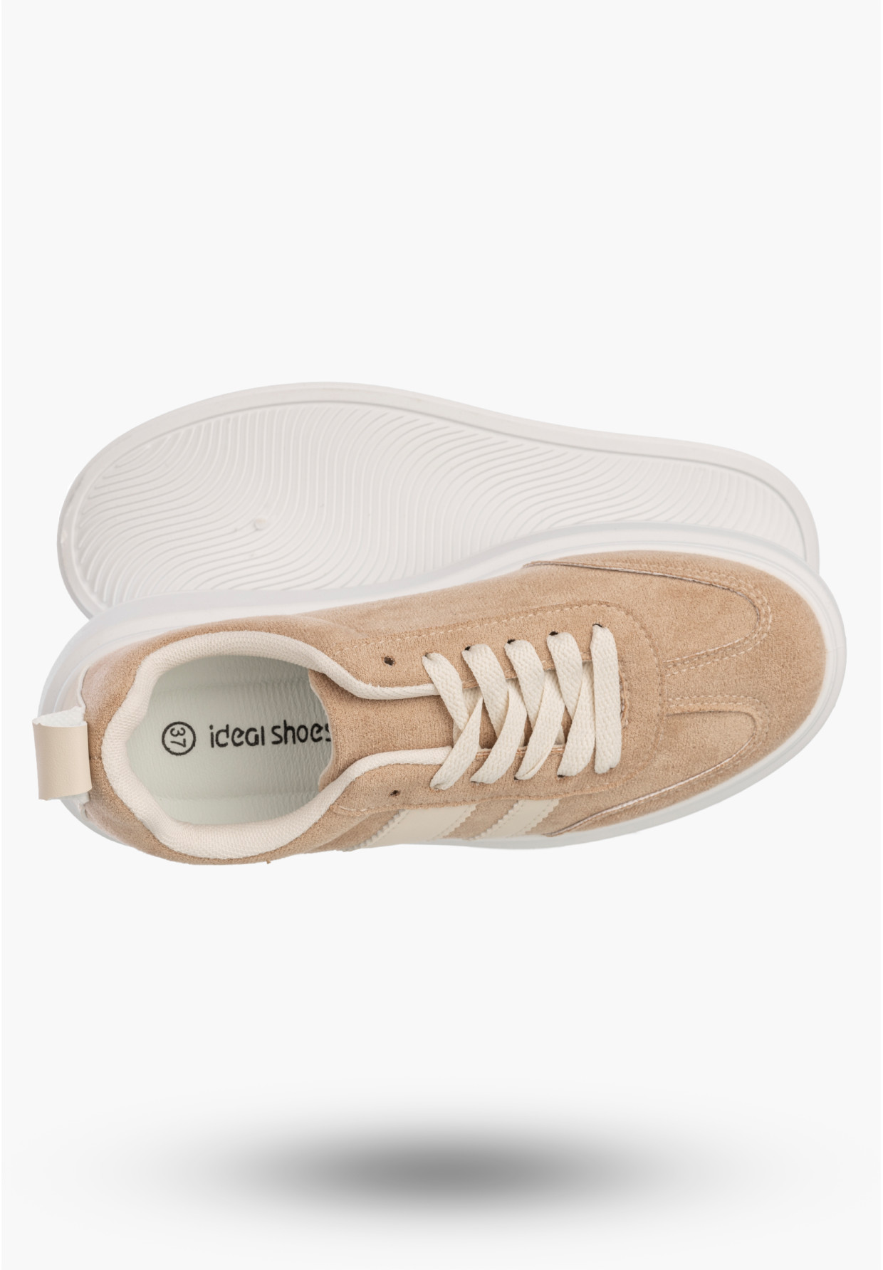 Sneakersy Damskie Sportowe Buty Na Platformie Casual Beżowe