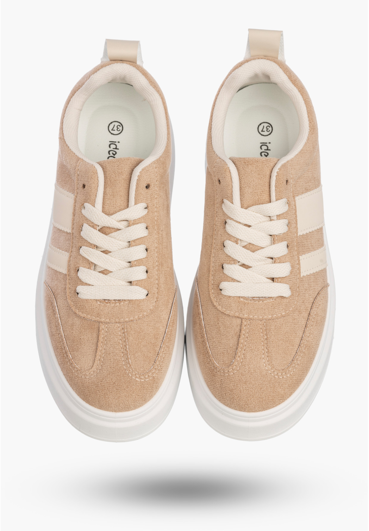 Sneakersy Damskie Sportowe Buty Na Platformie Casual Beżowe