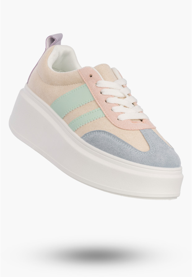 Pastelowe sneakersy damskie na platformie