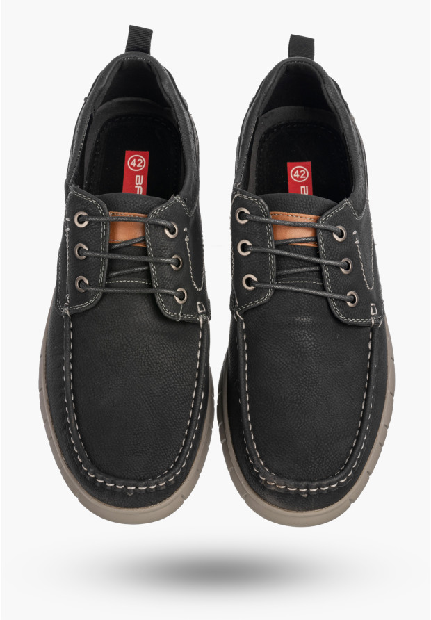 Półbuty Męskie Ekoskóra Buty Casual Skórzana Wkładka Czarne Badoxx