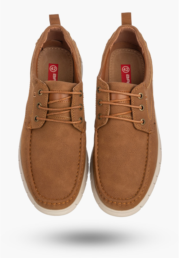 Półbuty Męskie Ekoskóra Buty Casual Skórzana Wkładka Brązowe Badoxx
