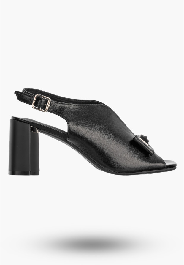 Sandały Damskie Ekoskóra Buty Eleganckie Na Słupku Czarne Jezzi RMR25112-3