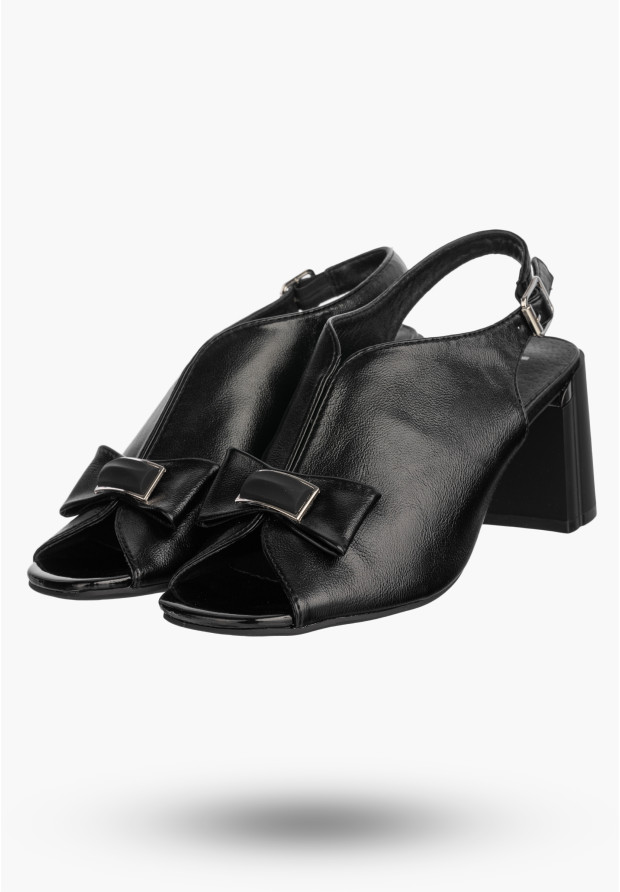 Sandały Damskie Ekoskóra Buty Eleganckie Na Słupku Czarne Jezzi RMR25112-3
