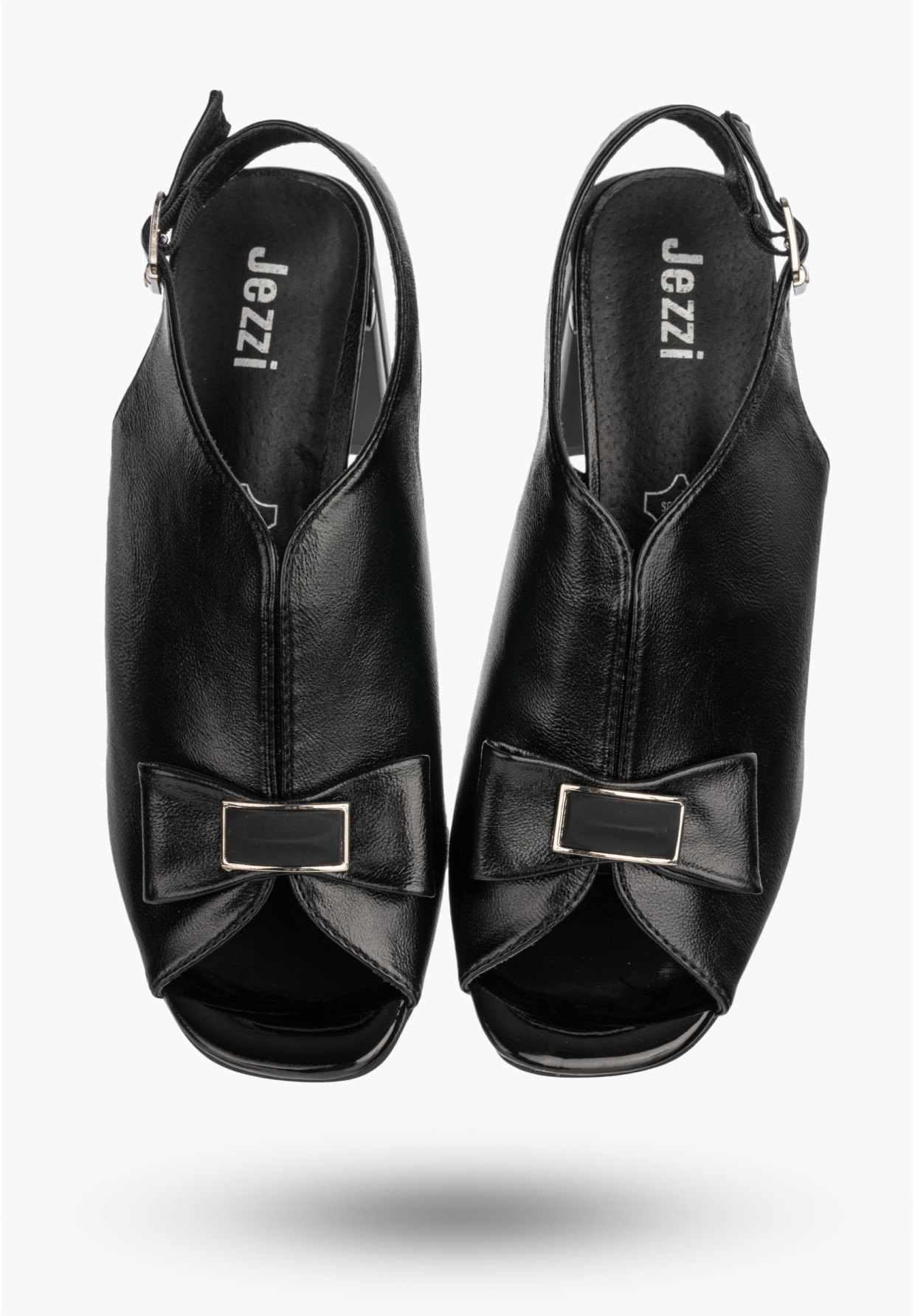 Sandały Damskie Ekoskóra Buty Eleganckie Na Słupku Czarne Jezzi RMR25112-3