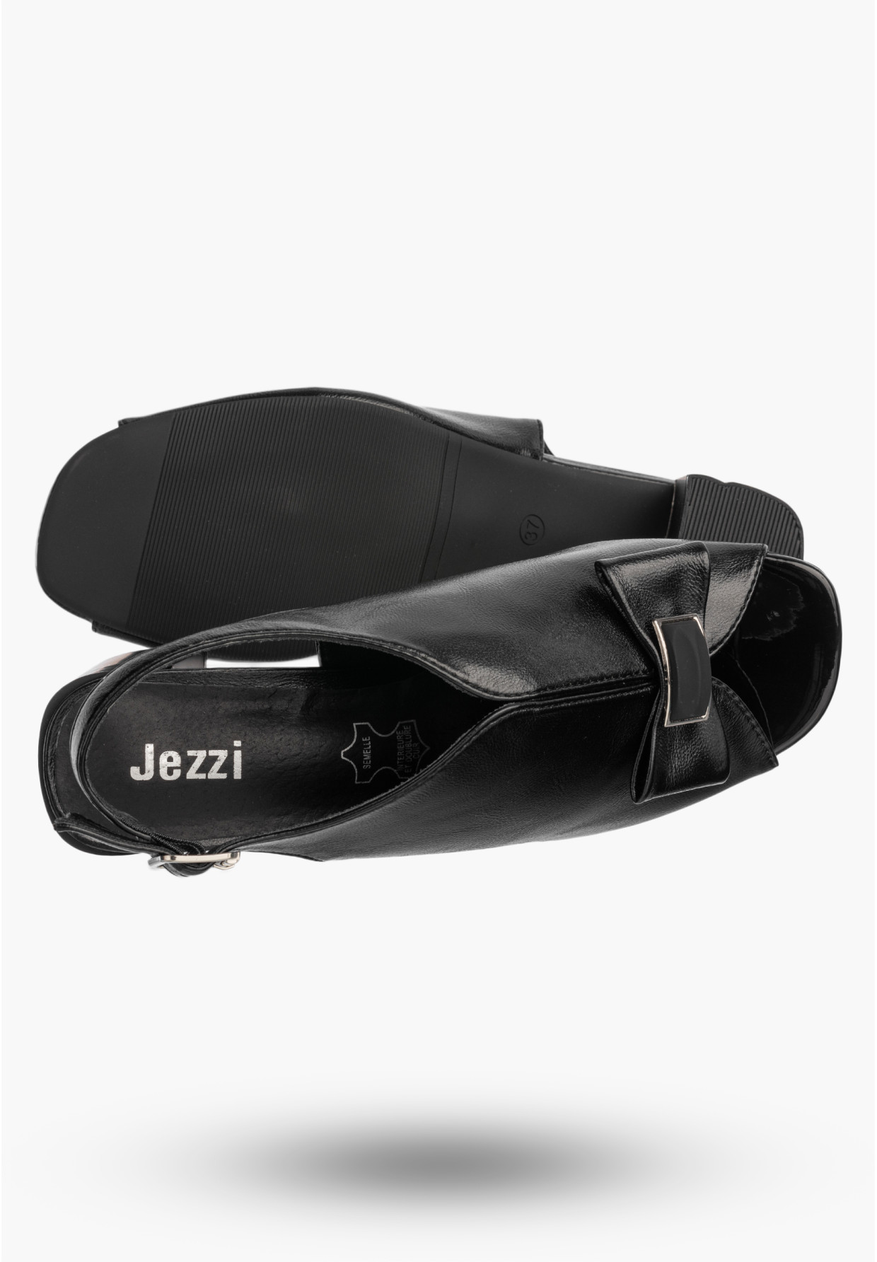 Sandały Damskie Ekoskóra Buty Eleganckie Na Słupku Czarne Jezzi RMR25112-3
