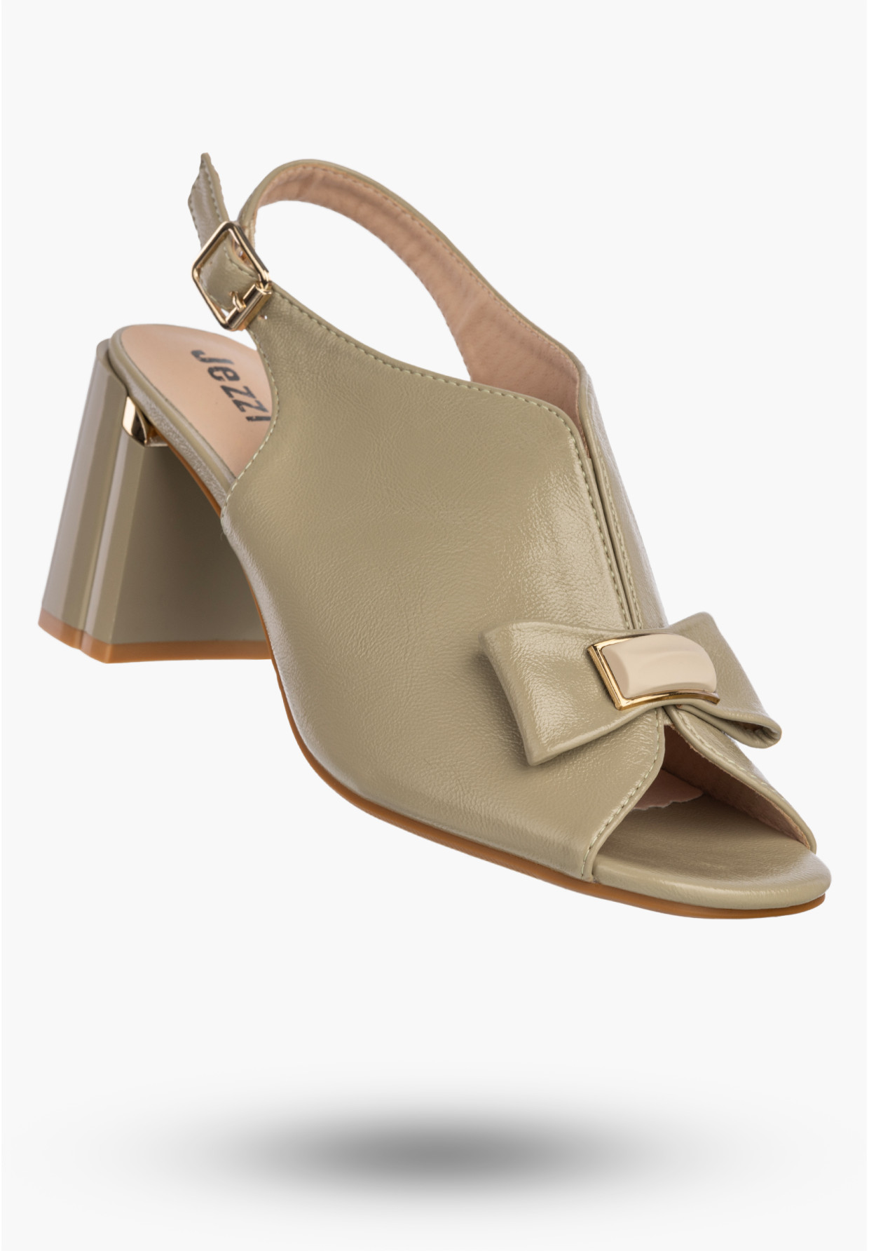 Sandały Damskie Ekoskóra Buty Eleganckie Na Słupku Oliwkowe Jezzi RMR25112-3