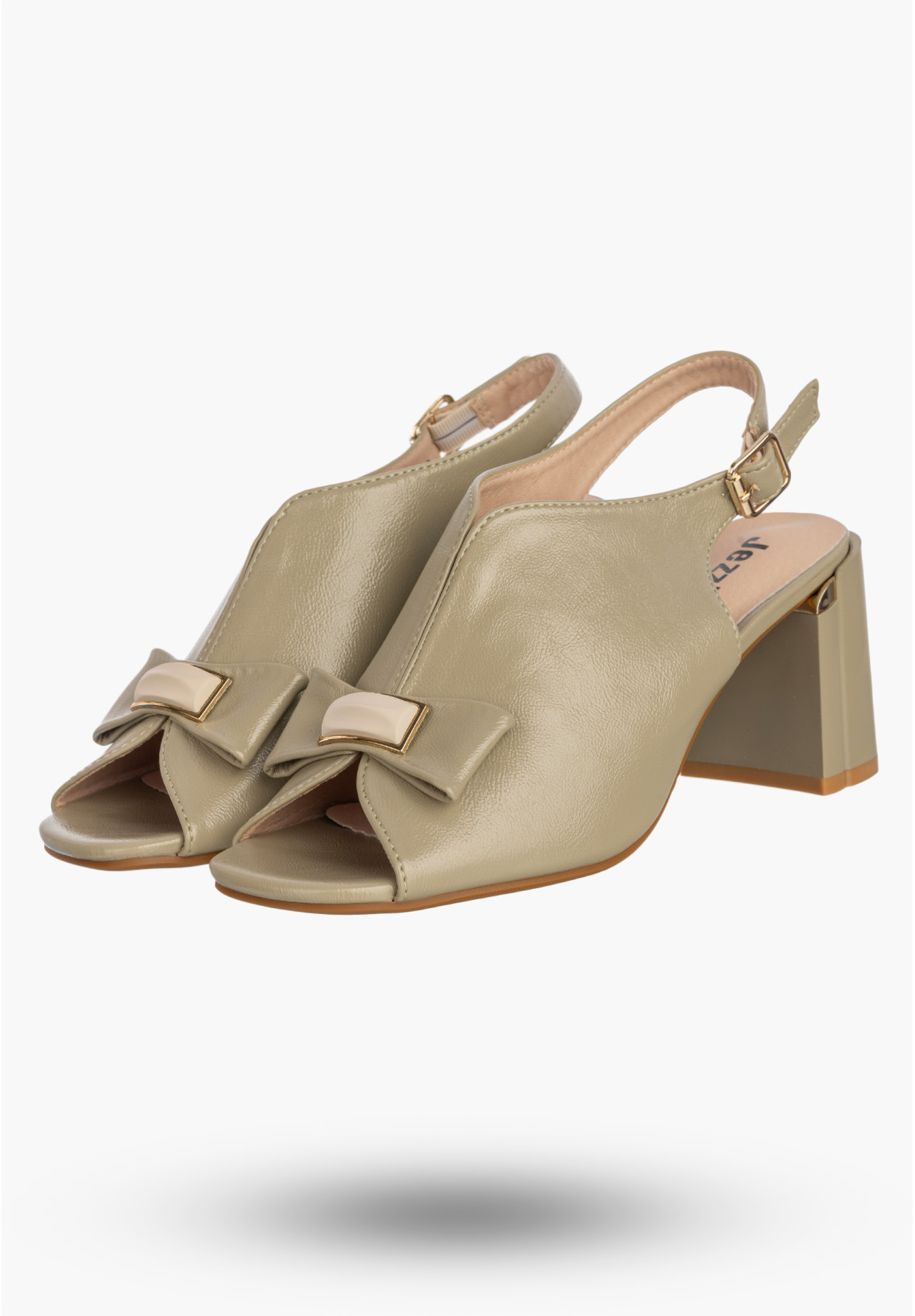 Sandały Damskie Ekoskóra Buty Eleganckie Na Słupku Oliwkowe Jezzi RMR25112-3