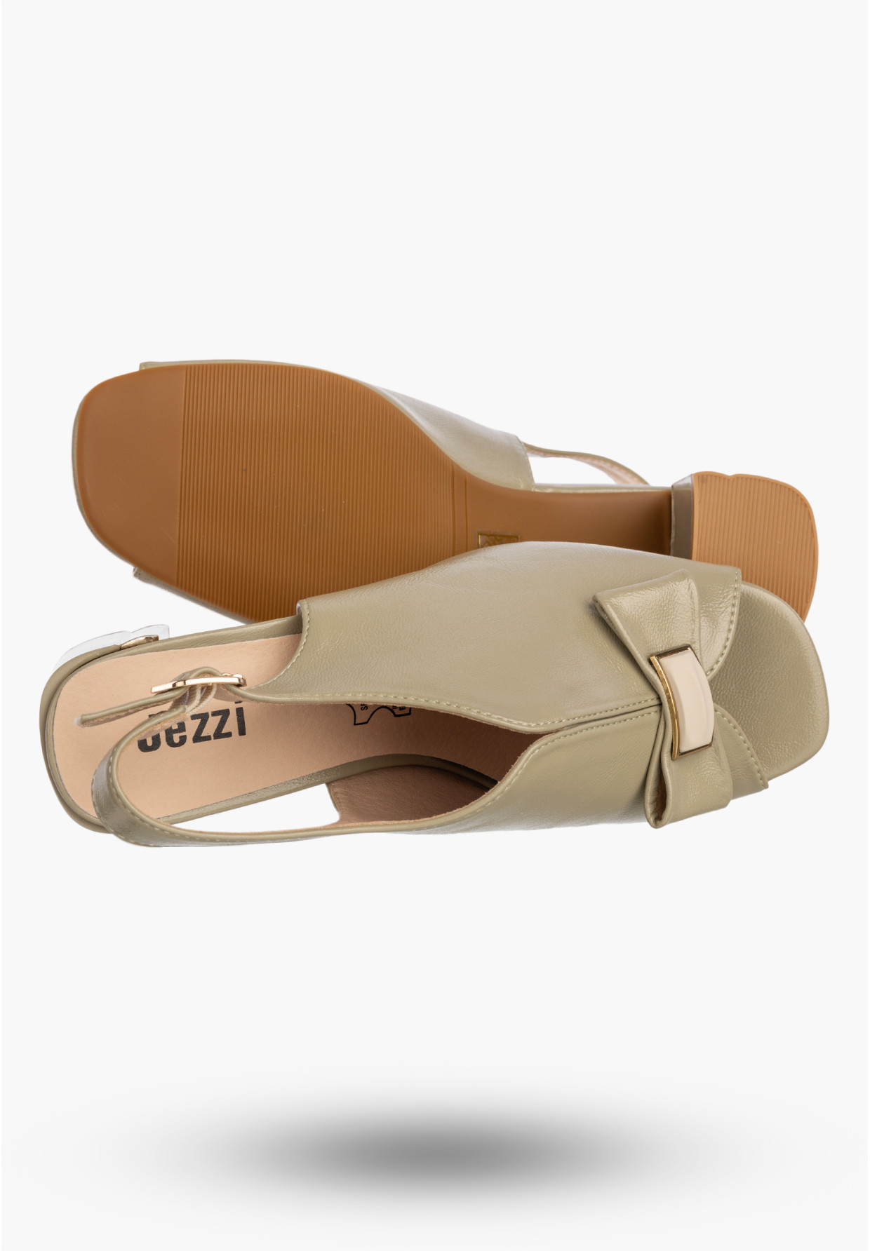 Sandały Damskie Ekoskóra Buty Eleganckie Na Słupku Oliwkowe Jezzi RMR25112-3