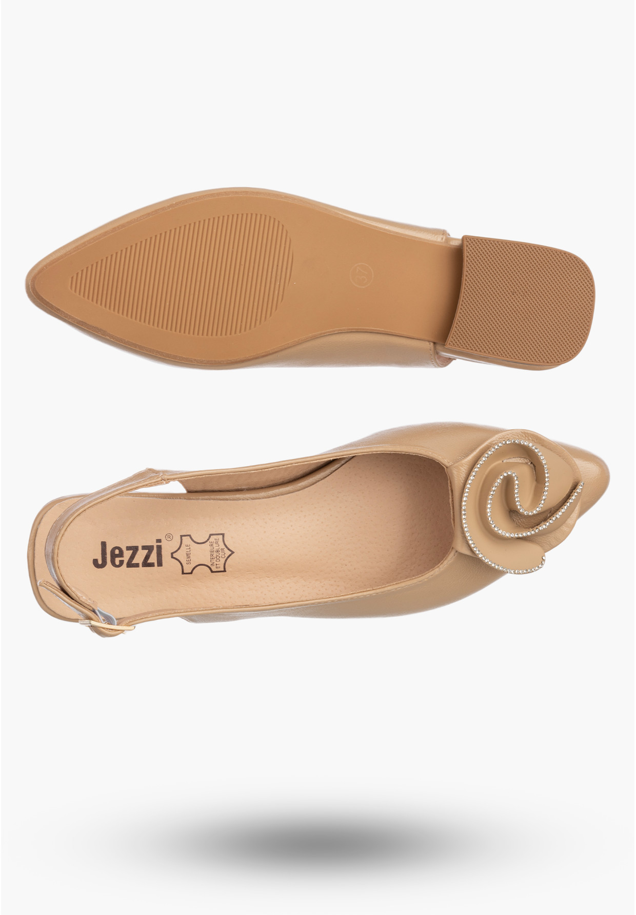 Sandały Damskie Ekoskóra Buty Z Odkrytą Piętą Niskie Beżowe Jezzi ASA201A-1