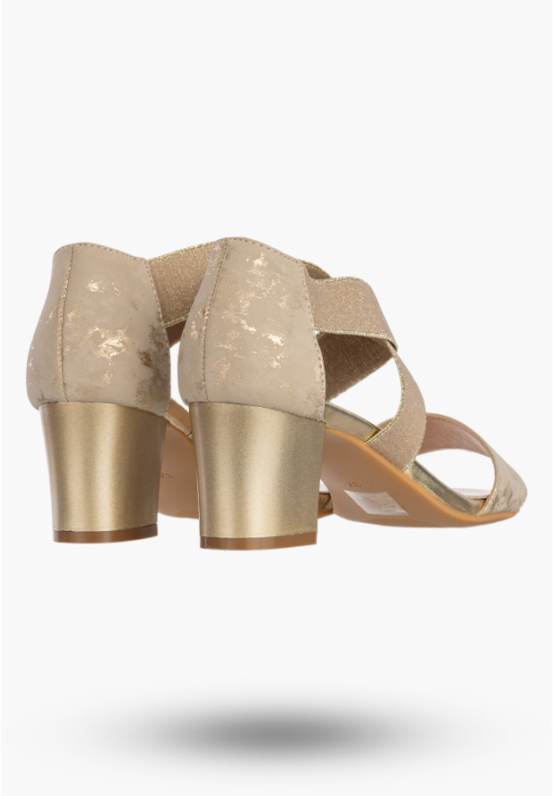 Sandały Damskie Buty Eleganckie Na Słupku Skórzana Wkładka Beżowe Jezzi RMR1954-27