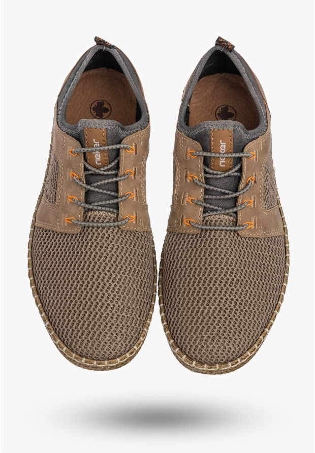 Buty Męskie RIEKER Półbuty Skórzane Sportowe Sneakersy Beżowe B5252-60
