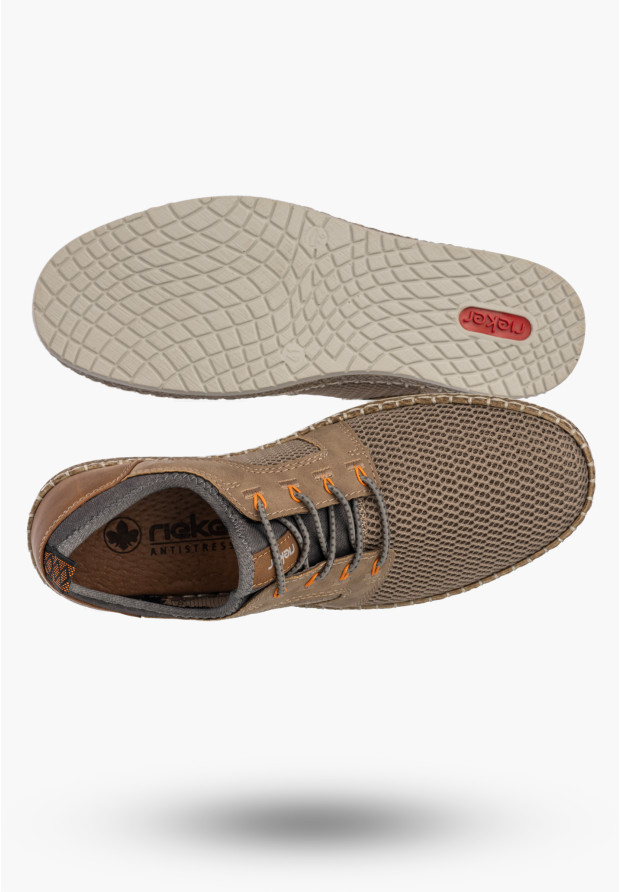 Buty Męskie RIEKER Półbuty Skórzane Sportowe Sneakersy Beżowe B5252-60