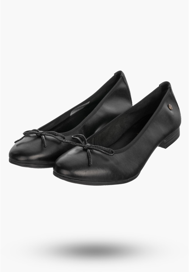 Baleriny Damskie Skórzane Buty Klasyczne Półbuty Czarne Maciejka P6800-04/00-0