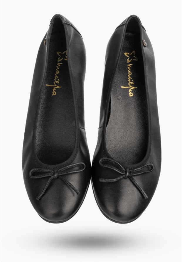 Baleriny Damskie Skórzane Buty Klasyczne Półbuty Czarne Maciejka P6800-04/00-0