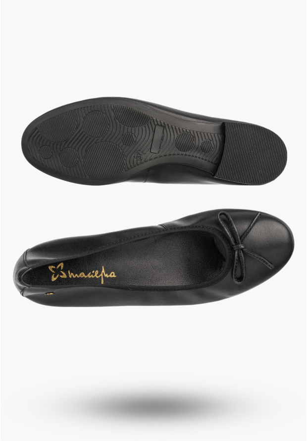 Baleriny Damskie Skórzane Buty Klasyczne Półbuty Czarne Maciejka P6800-04/00-0