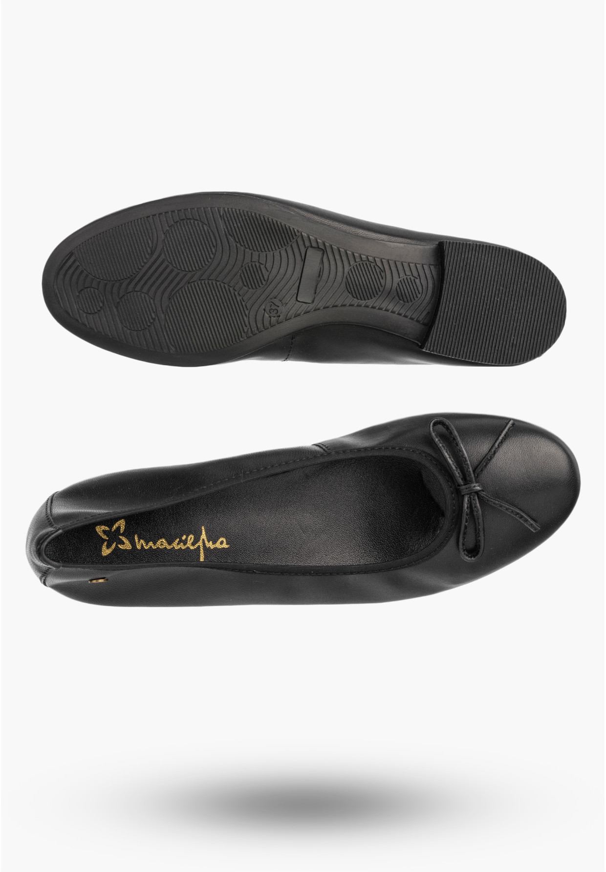 Baleriny Damskie Skórzane Buty Klasyczne Półbuty Czarne Maciejka P6800-04/00-0