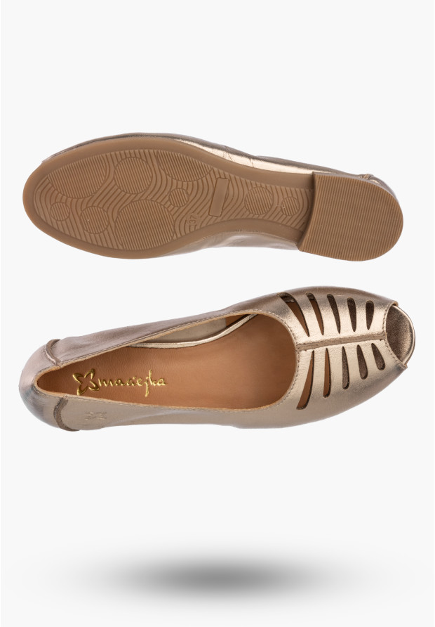 Baleriny Damskie Skórzane Buty Klasyczne Półbuty Miedziane Maciejka P7541-32/00-1