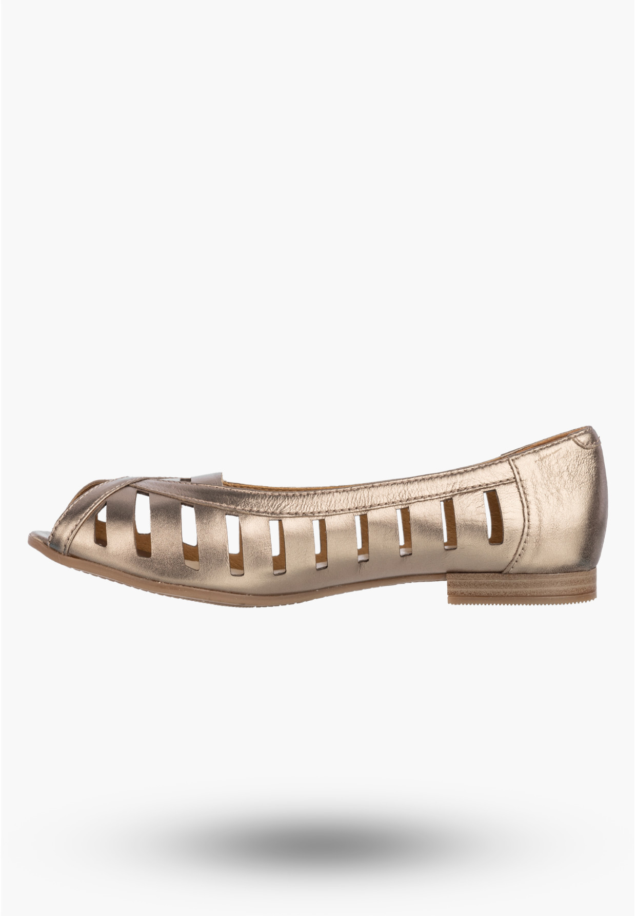 Baleriny Damskie Skórzane Buty Ażurowe Półbuty Złote Maciejka P7540-25/00-1