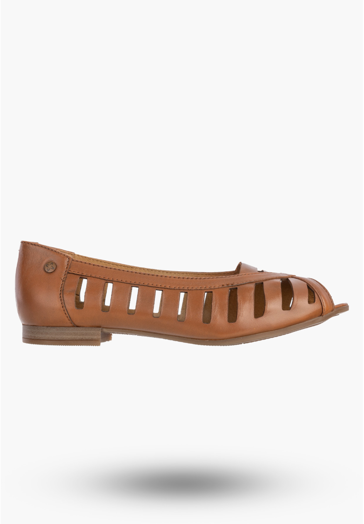 Baleriny Damskie Skórzane Buty Ażurowe Półbuty Rude Maciejka P7540-29/00-1