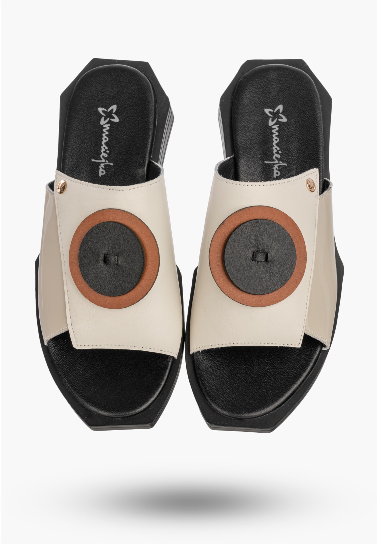 Klapki Damskie Skórzane Buty Eleganckie Letnie Beżowe Maciejka K7479-01/00-1
