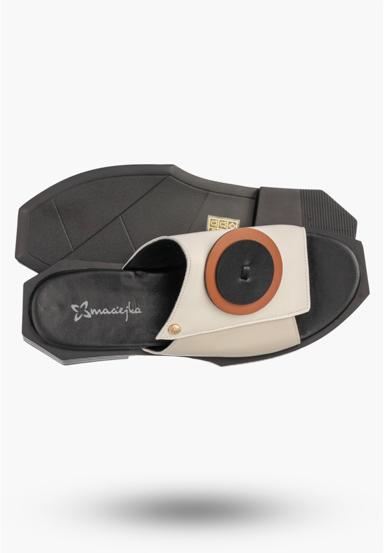 Klapki Damskie Skórzane Buty Eleganckie Letnie Beżowe Maciejka K7479-01/00-1