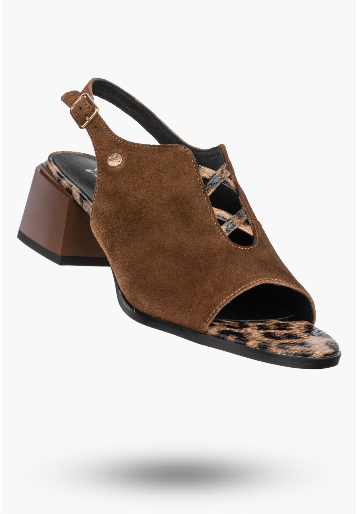 Sandały Damskie Skórzane Buty Eleganckie Letnie Panterka Brązowe Maciejka K7521-14/00-1
