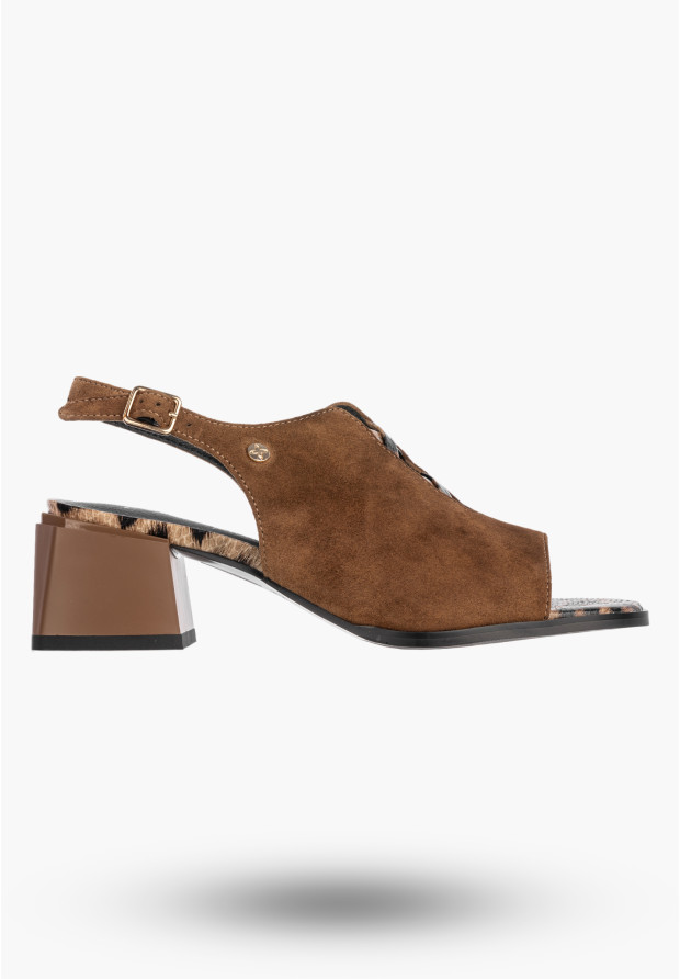 Sandały Damskie Skórzane Buty Eleganckie Letnie Panterka Brązowe Maciejka K7521-14/00-1
