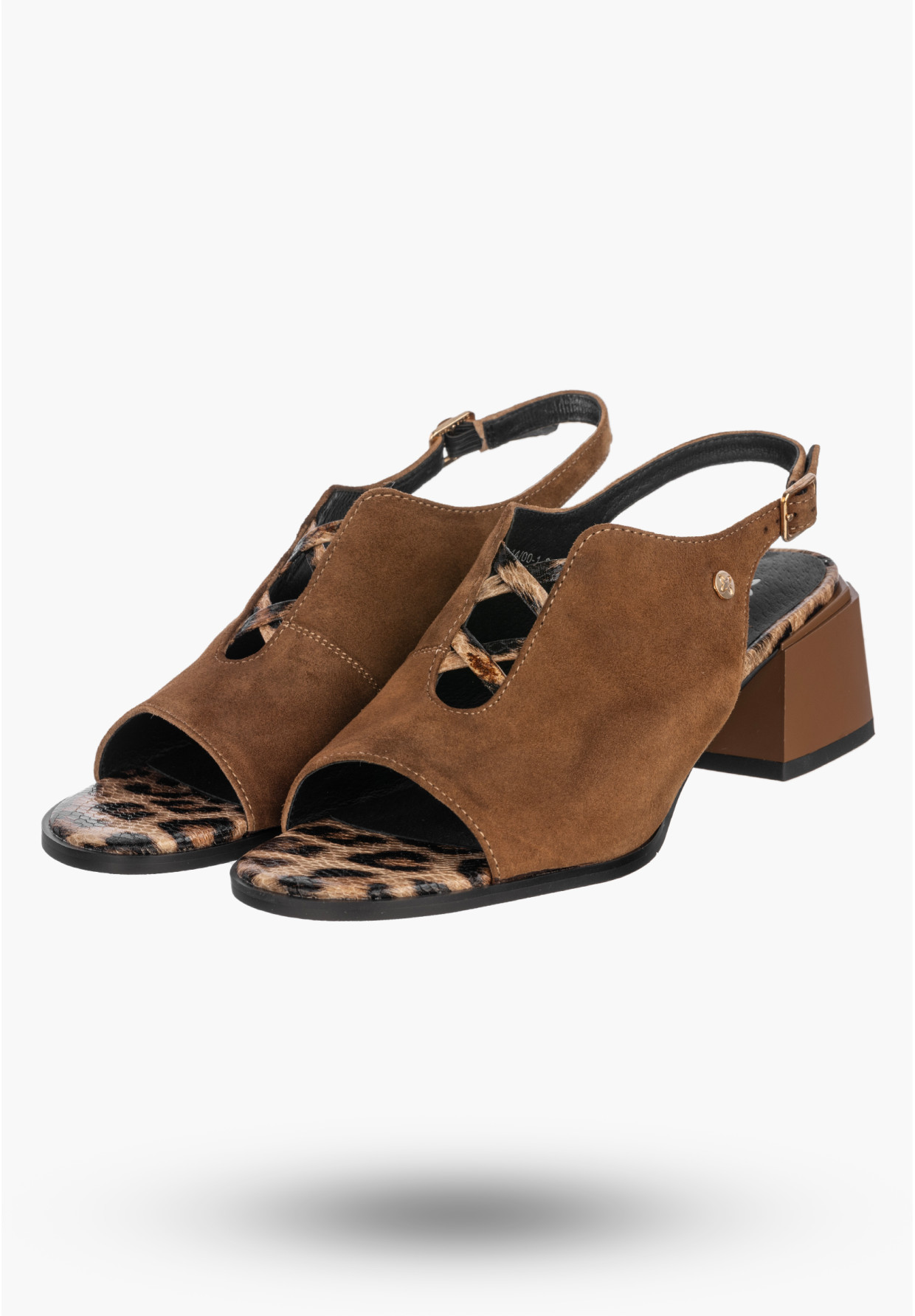 Sandały Damskie Skórzane Buty Eleganckie Letnie Panterka Brązowe Maciejka K7521-14/00-1