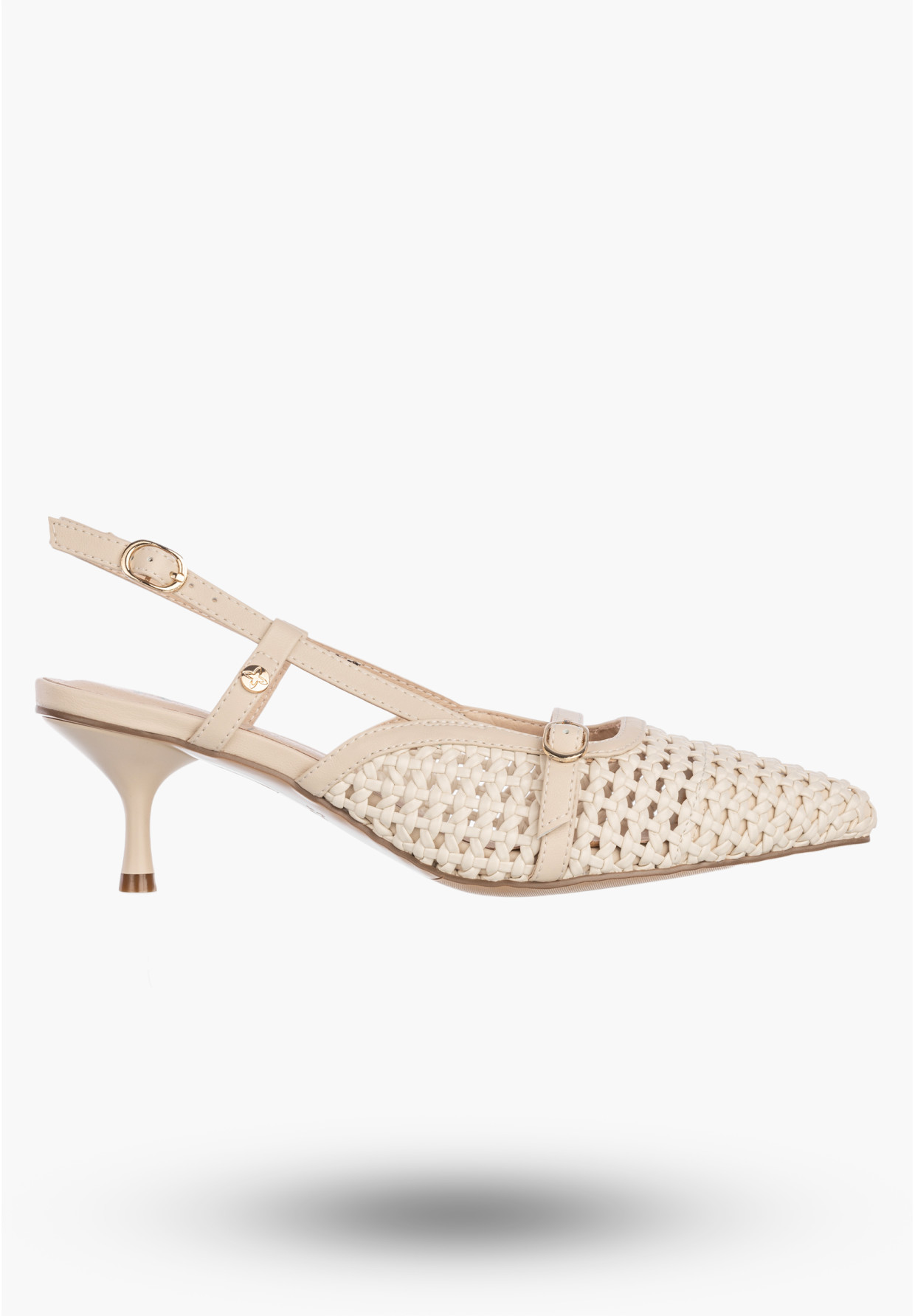 Czółenka Damskie Skórzane Buty Na Obcasie Slingback Beżowe Maciejka K7480-04/00-1