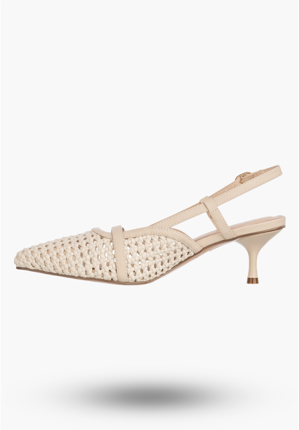 Czółenka Damskie Skórzane Buty Na Obcasie Slingback Beżowe Maciejka K7480-04/00-1