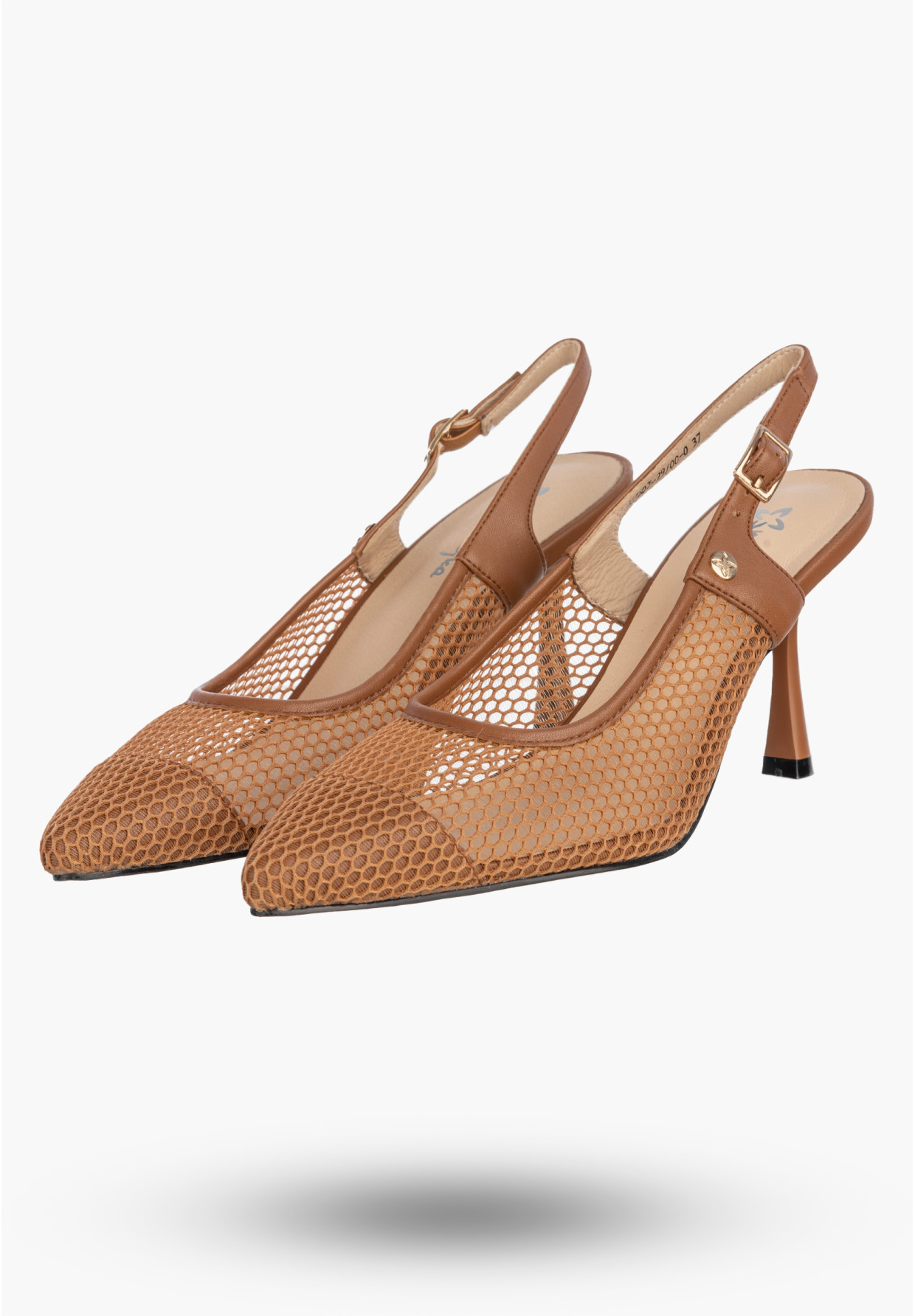 Czółenka Damskie Skórzane Buty Ażurowe Slingback Letnie Brązowe Maciejka K7507-29/00-0