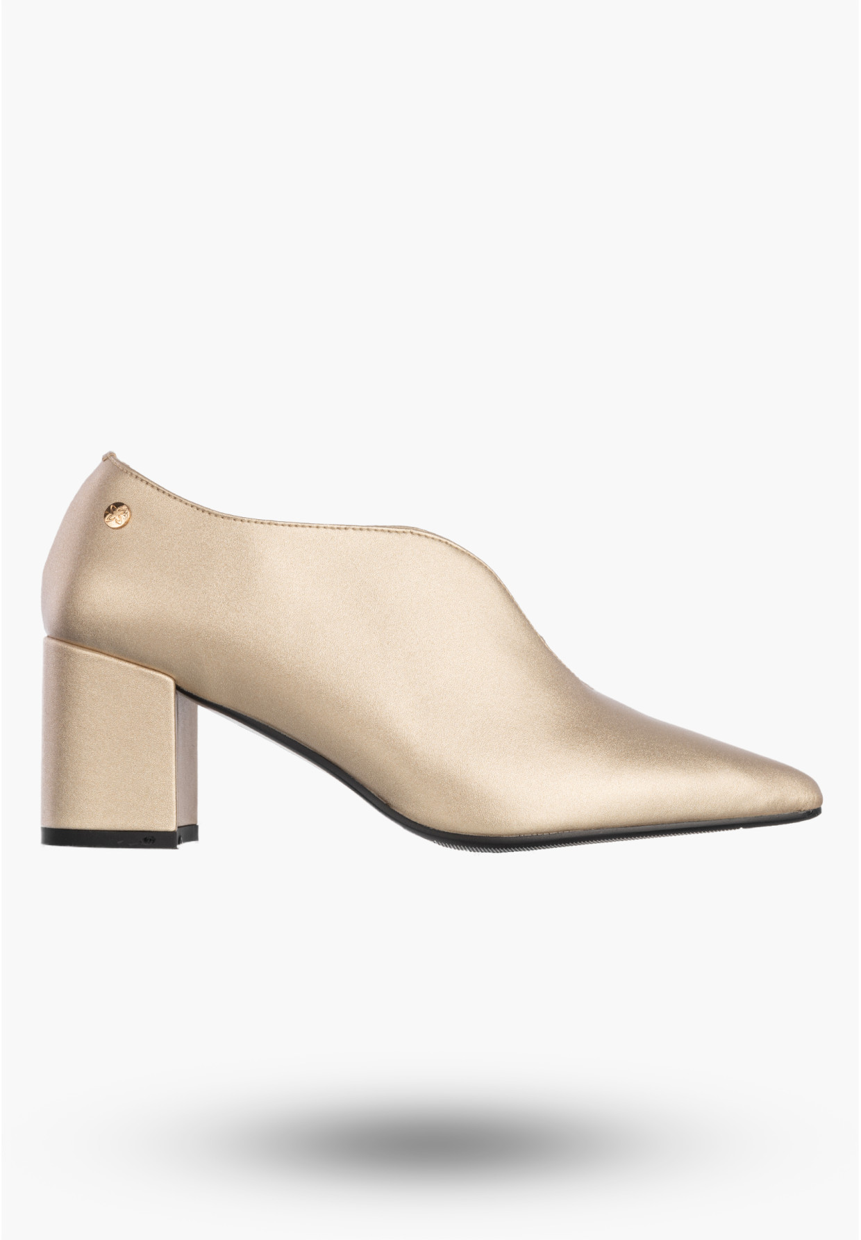 Czółenka Damskie Skórzane Buty Na Słupku Eleganckie Złote Maciejka K7469-26/00-1