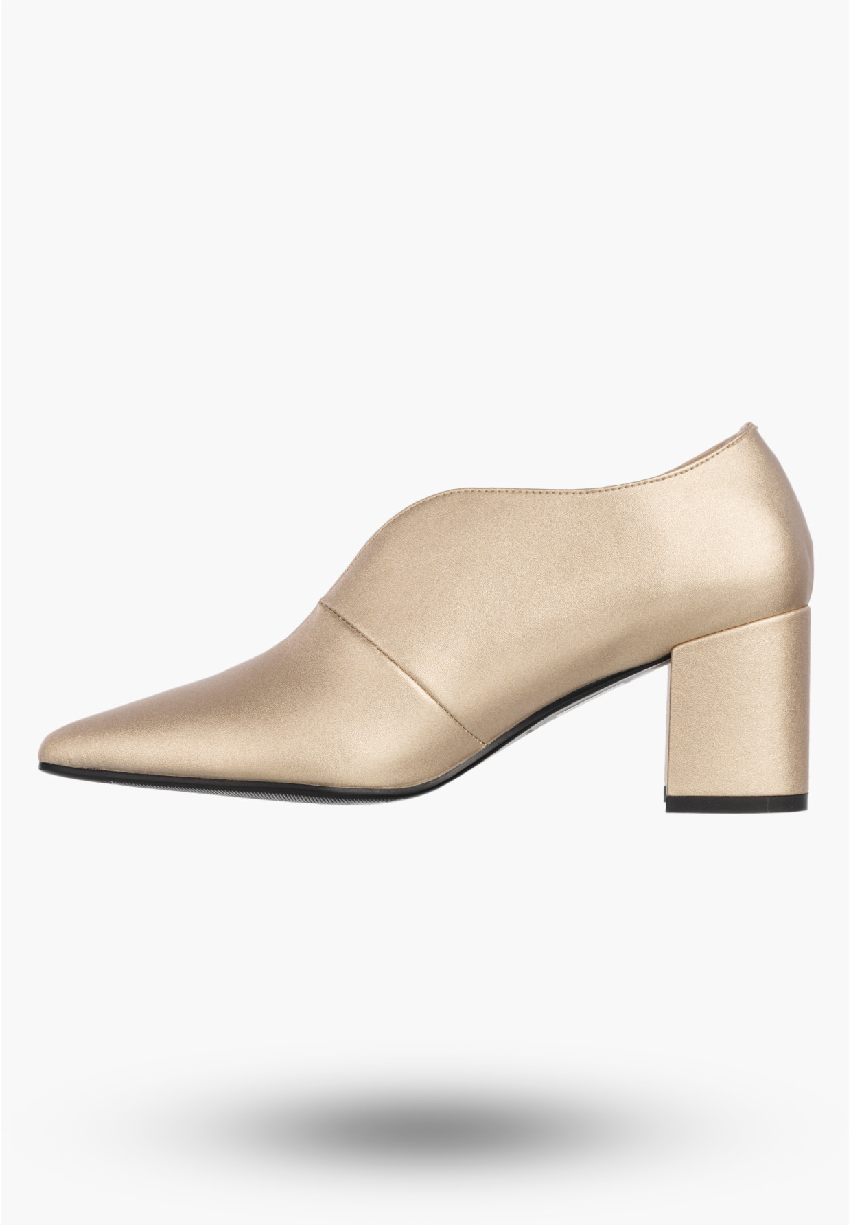 Czółenka Damskie Skórzane Buty Na Słupku Eleganckie Złote Maciejka K7469-26/00-1