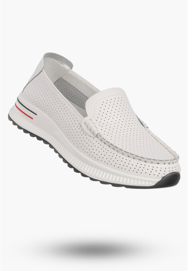 Półbuty damskie JEZZI skórzane perforowane slip-on
