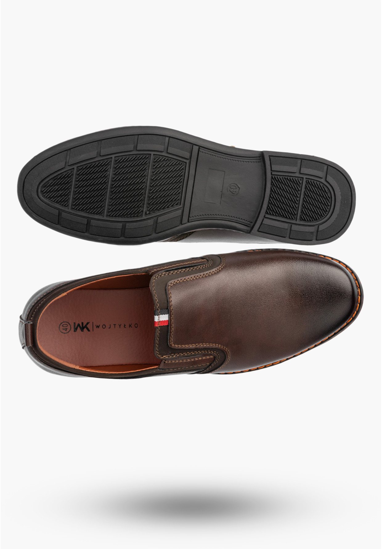 Półbuty Wizytowe Męskie Ekoskóra Buty Wsuwane Eleganckie Brązowe WOJTYŁKO 9ZW22602V