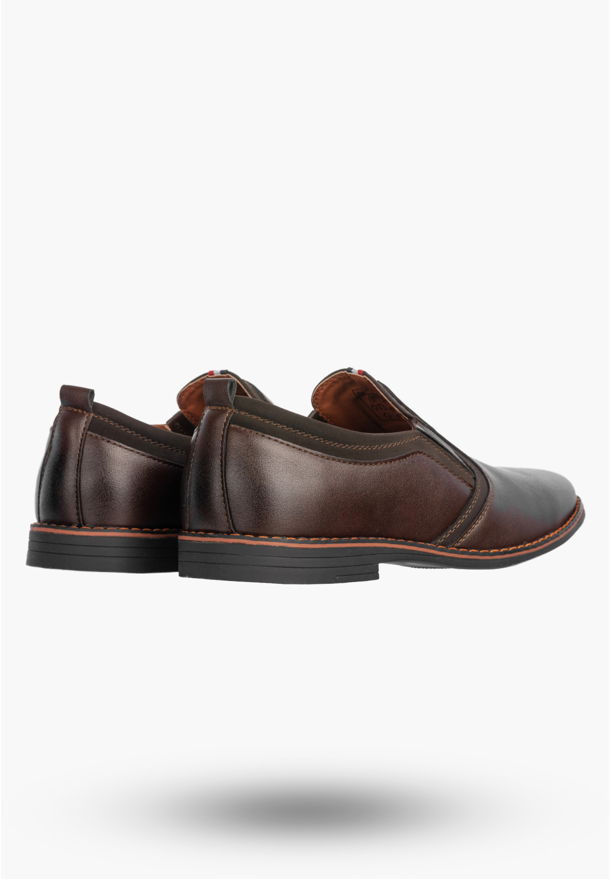 Półbuty Wizytowe Męskie Ekoskóra Buty Wsuwane Eleganckie Brązowe WOJTYŁKO 9ZW22602V